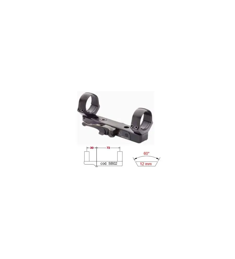 Montage amovible Contessa pour rail de 12 mm - Gaucher Colliers Montage amovible Contessa pour rail de 12 mm - Gaucher Colliers