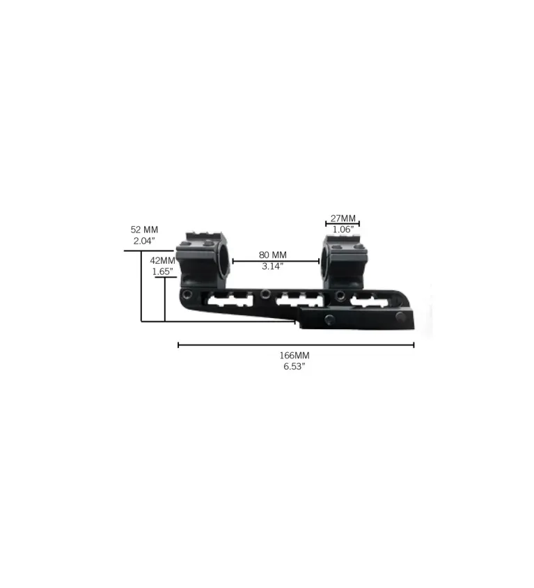 Montage monobloc Cantilever pour lunette Konus universel 25,4 & 30 mm - Rail 11/21 mm 