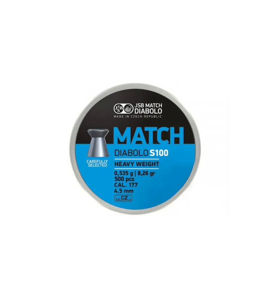 Plombs JSB Match Diabolo S100 4.5 mm 8.25 grain Plombs JSB Match Diabolo S100 4.5 mm 8.25 grain