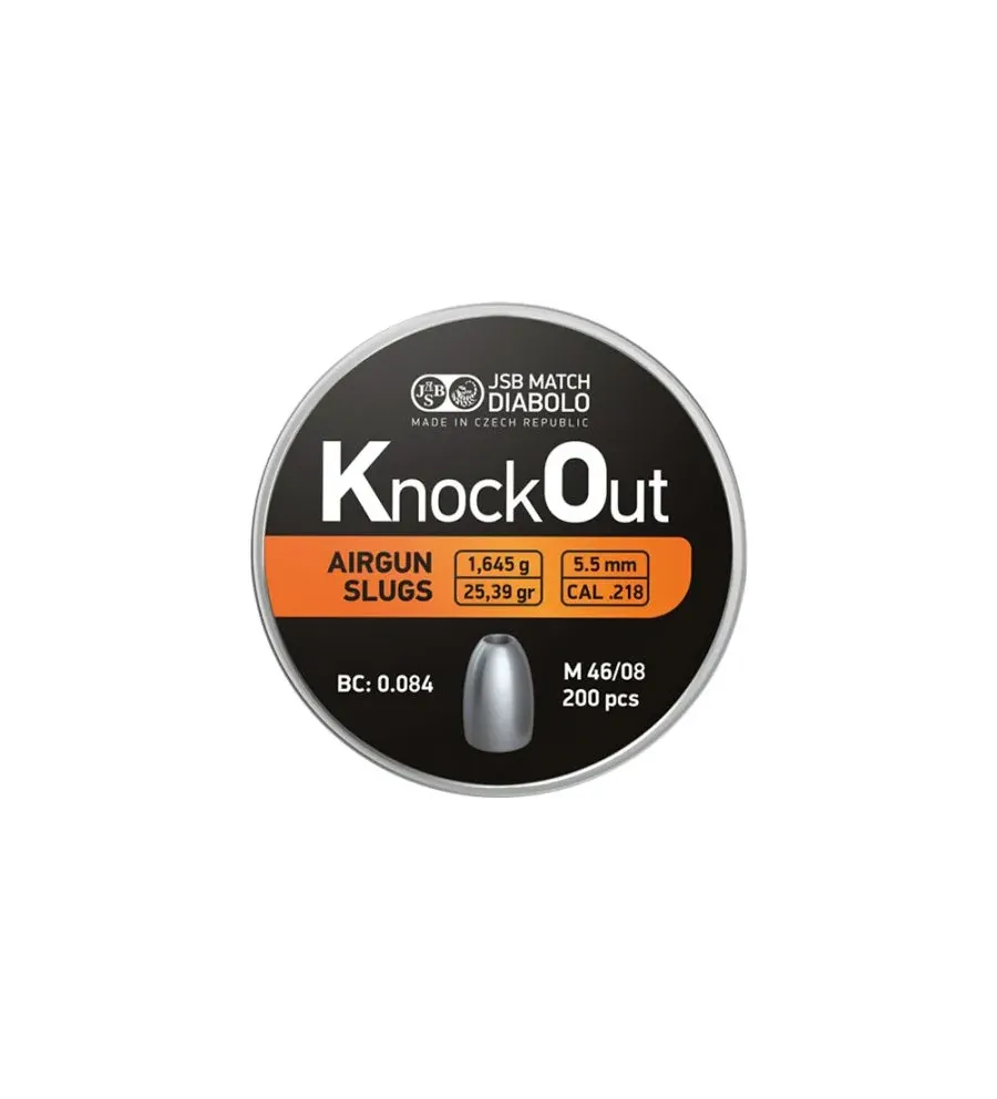 Slugs JSB Knock Out 5.5 mm HP 25.39 grain (.218) Slugs JSB Knock Out 5.5 mm HP 25.39 grain (.218)