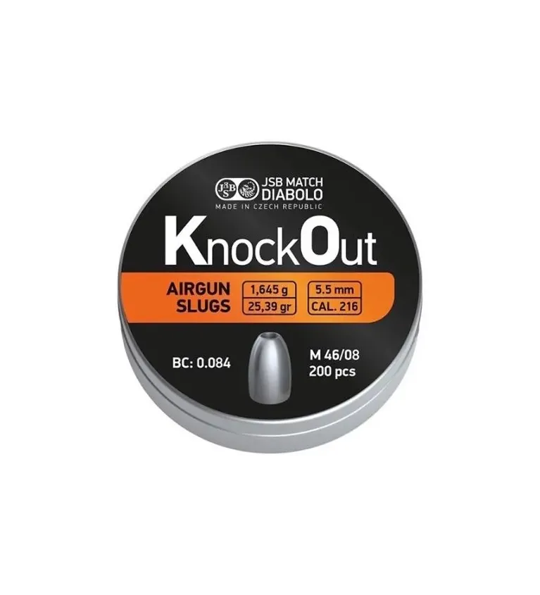 Slugs JSB Knock Out 5.5 mm HP 25.39 grain (.216) 