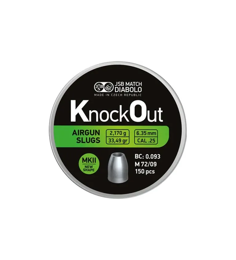 Slugs JSB Knock Out MKII 6.35 mm HP 33.49 grain (.250) 