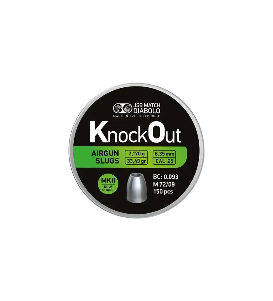 Slugs JSB Knock Out MKII 6.35 mm HP 33.49 grain (.250) Slugs JSB Knock Out MKII 6.35 mm HP 33.49 grain (.250)