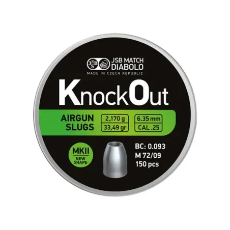Slugs JSB Knock Out MKII 6.35 mm HP 33.49 grain (.250) 