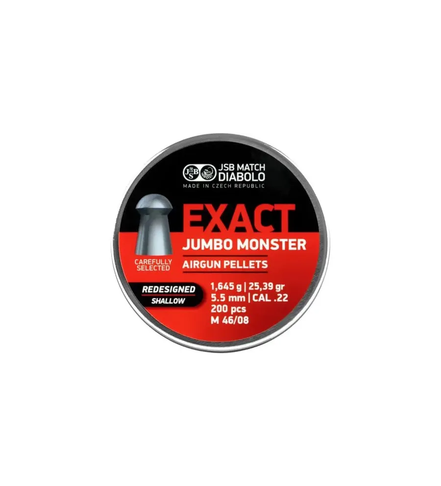 Plombs JSB Jumbo Exact Monster Redesigned Shallow 5.52 mm 25.39 grain Plombs JSB Jumbo Exact Monster Redesigned Shallow 5.52 mm 25.39 grain
