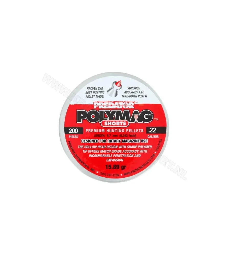 Plombs Predator Polymag - Cal. Shorts 5.5 mm 15.89 grains Plombs Predator Polymag - Cal. Shorts 5.5 mm 15.89 grains