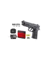 Pack pistolet BB Beretta Elite II Cal. 4,5 mm + 10 capsules CO2 + 250 BBs + Laser + Fourreau 