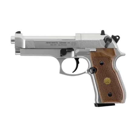 Pistolet à plombs Beretta M92 FS CO2 - Cal. 4,5 mm - Nickelé/Bois 