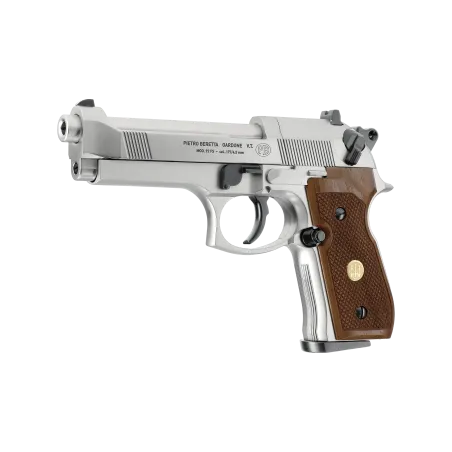 Pistolet à plombs Beretta M92 FS CO2 - Cal. 4,5 mm - Nickelé/Bois 