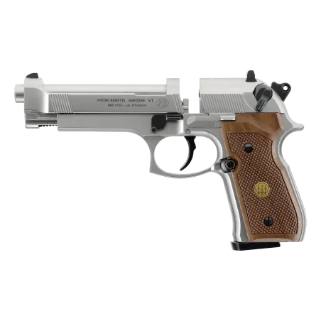 Pistolet à plombs Beretta M92 FS CO2 - Cal. 4,5 mm - Nickelé/Bois 