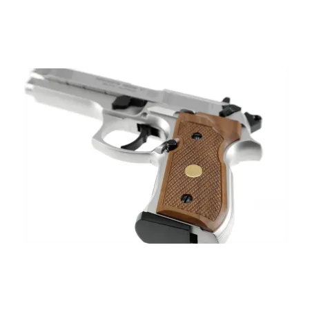 Pistolet à plombs Beretta M92 FS CO2 - Cal. 4,5 mm - Nickelé/Bois 