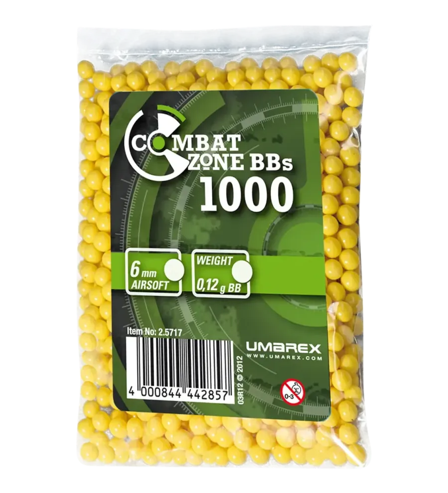 Billes pour arme BB Combat Zone - Jaune - 6 mm x1000 