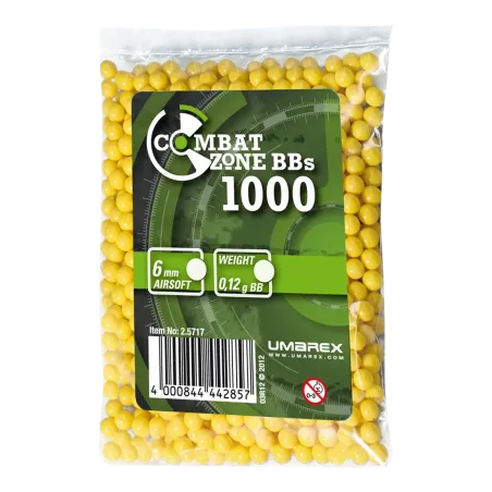 Billes pour arme BB Combat Zone - Jaune - 6 mm x1000 
