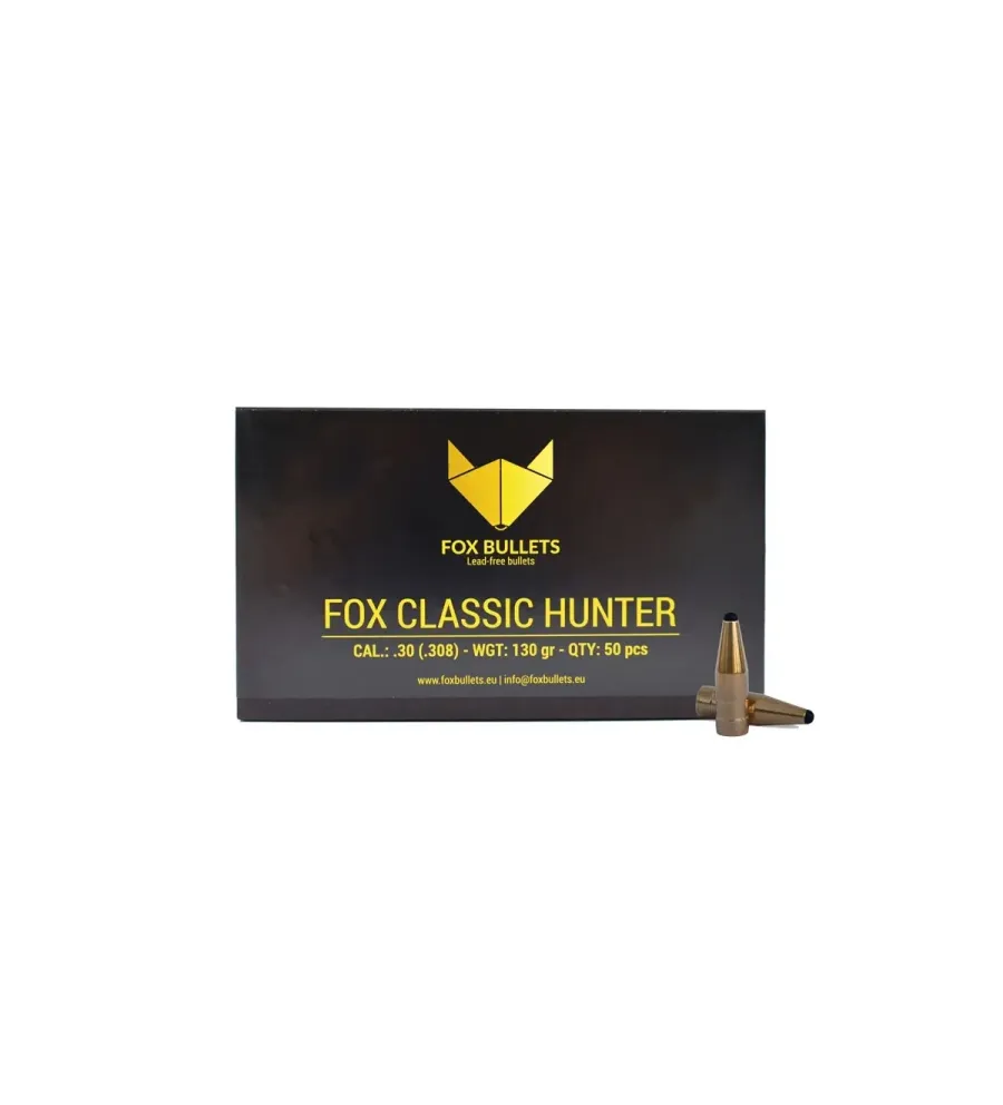 Ogive sans plomb Fox Bullets Classic Hunter 308 - 130 Gr x50 