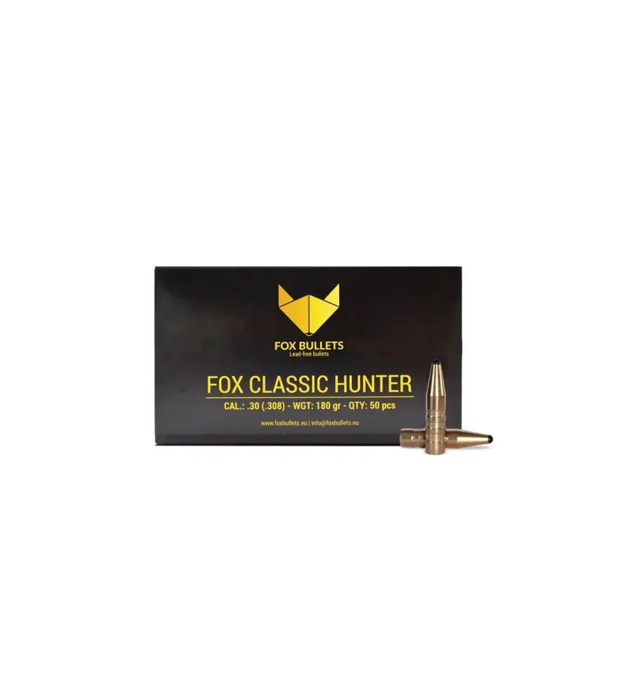Ogive sans plomb Fox Bullets Classic Hunter 308 - 180 Gr x50 