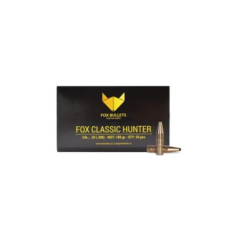 Ogive sans plomb Fox Bullets Classic Hunter 308 - 180 Gr x50 