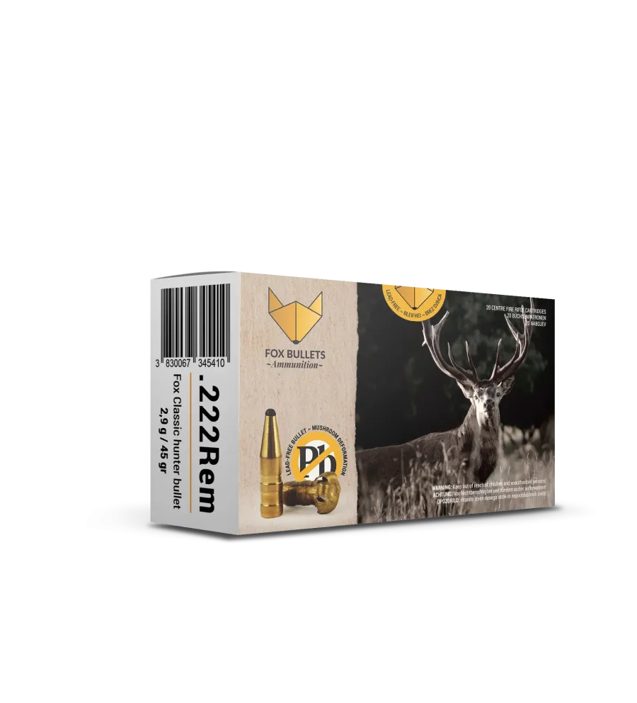Balles sans plomb Fox Bullet Classic Hunter 222 REM - 45 Gr 