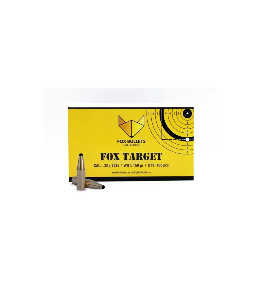 Ogive sans plomb Fox Bullets Target 308 - 150 Gr x100 