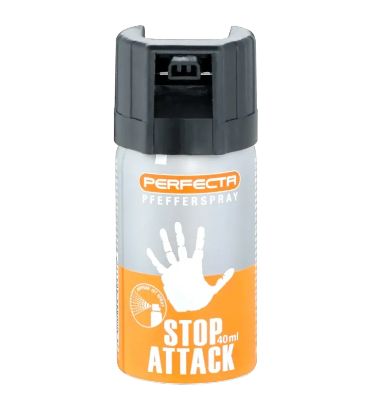 Bombe de défense Stop Attack - 40 ml - Gaz Poivre 