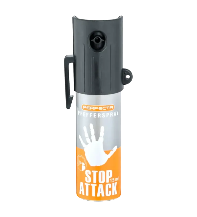 Bombe de défense Stop Attack - 15 ml - Gaz Poivre 