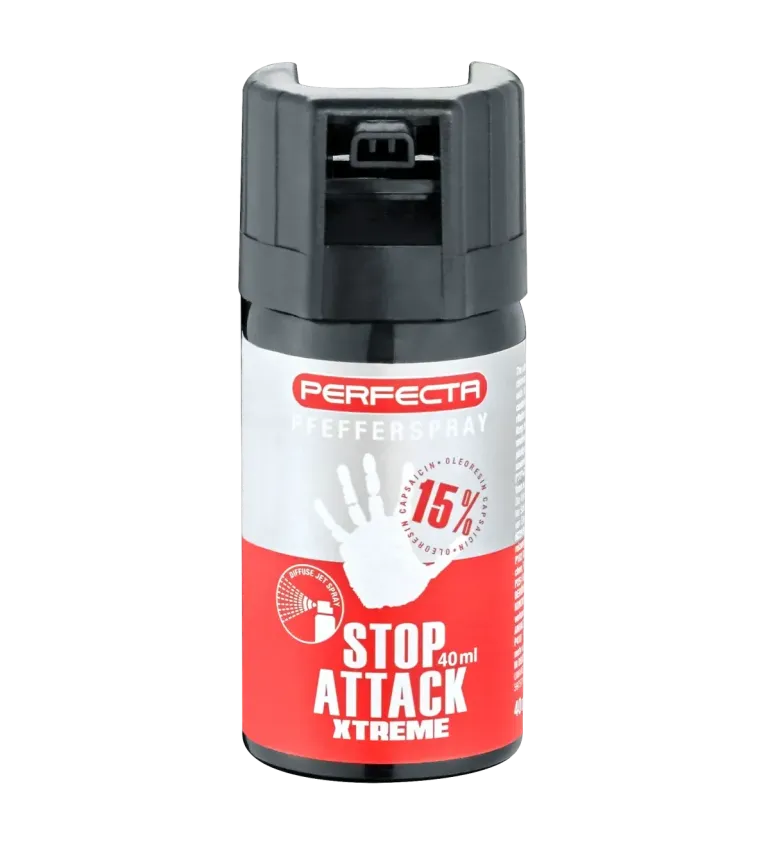 Bombe de défense Stop Attack Xtreme - 40 ml - Gaz Poivre 
