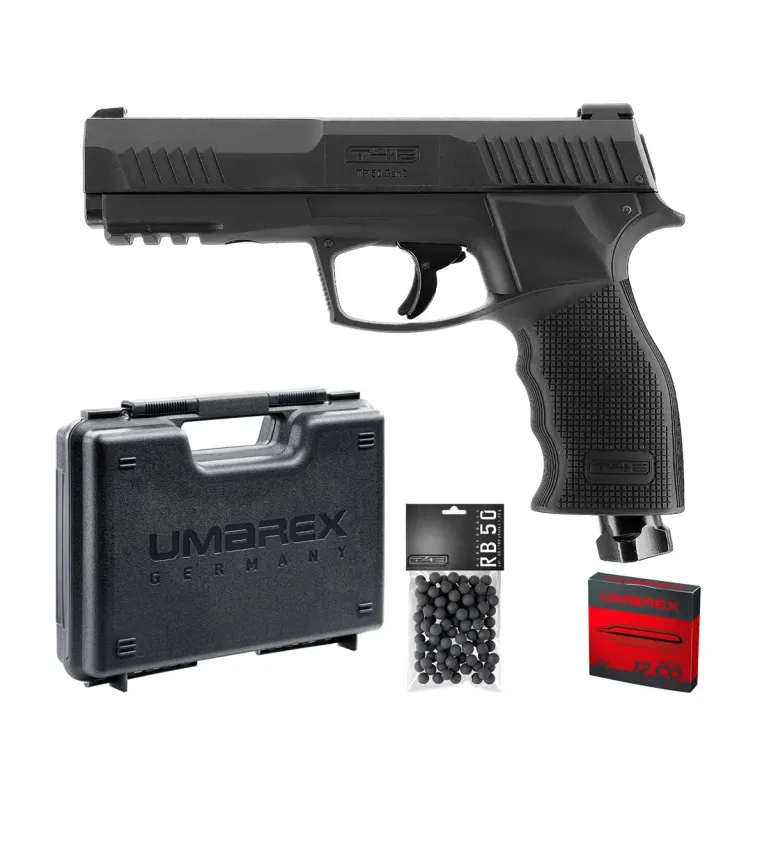 Pack pistolet de défense T4E TP50 Gen2 - Cal. 50 - 13 J + Billes + 5 capsules CO2 + Mallette 