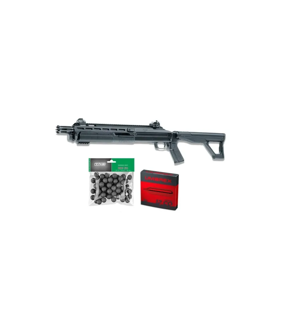 Pack fusil de défense T4E TX68 - Cal. 68 - 16 J + Billes + 5 capsules CO2 