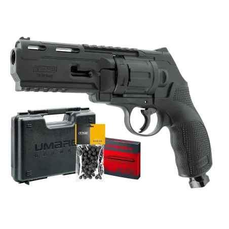 Pack revolver de défense T4E TR50 Gen2 cal. 50 7,5 J + Billes + 5 capsules CO2 + Mallette 