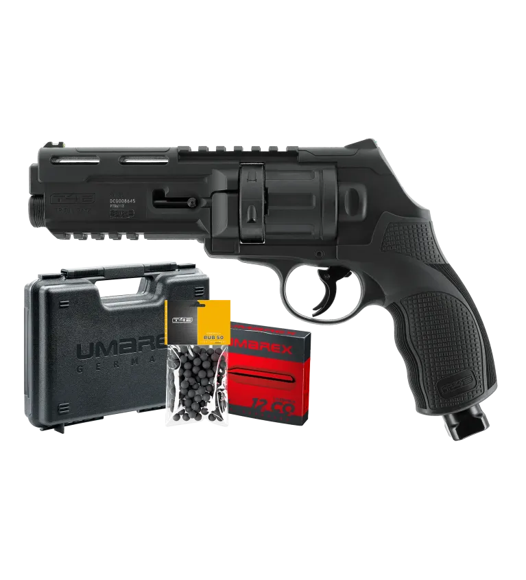 Pack revolver de défense T4E TR50L Gen2 - Cal. 50 - 13 J avec laser + Billes + 5 capsules CO2 + Mallette 