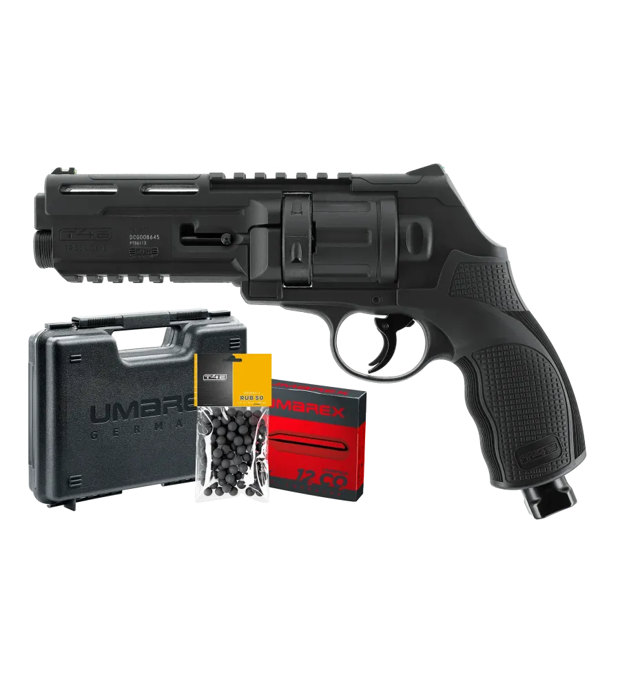 Pack revolver de défense T4E TR50L Gen2 - Cal. 50 - 13 J avec laser + Billes + 5 capsules CO2 + Mallette 