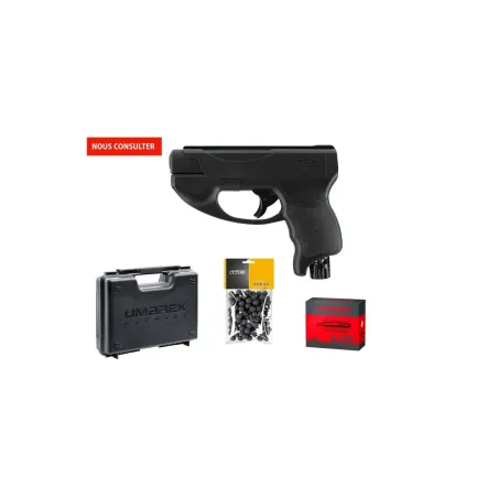 Pack pistolet de défense T4E TP50 Compact Gen2 - Cal. 50 - 7,5 J + Billes + 10 capsules CO2 + Mallette 