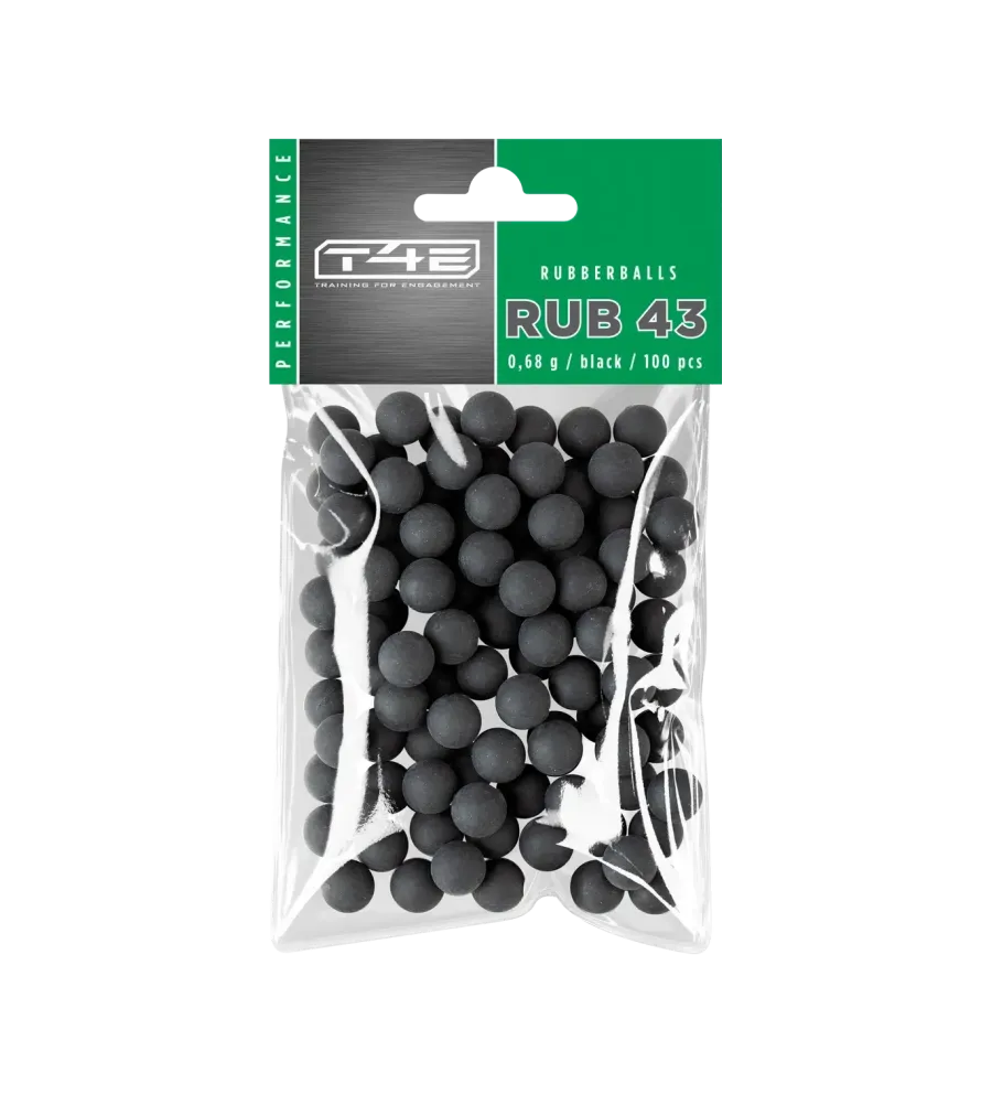 Billes pour arme de défense T4E Caoutchouc - Cal. 43 x100 