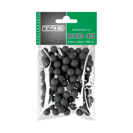 Billes pour arme de défense T4E Caoutchouc - Cal. 43 x100 