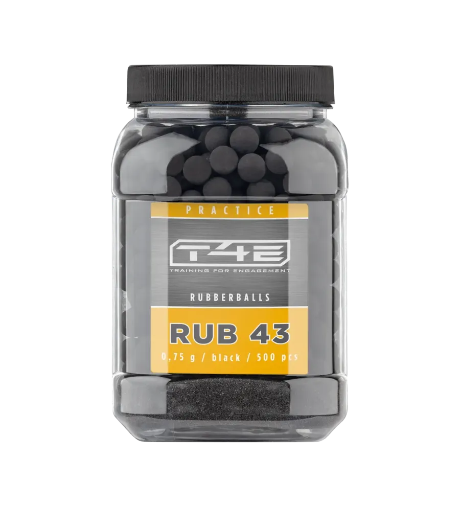 Billes pour arme de défense T4E Caoutchouc entrainement - Cal. 43 x500 