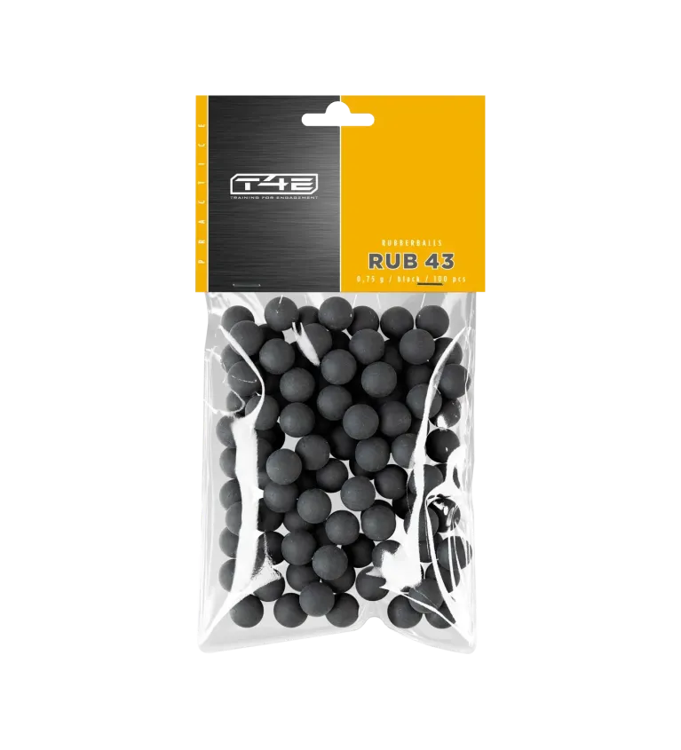 Billes pour arme de défense T4E Caoutchouc entrainement - Cal. 43 x100 