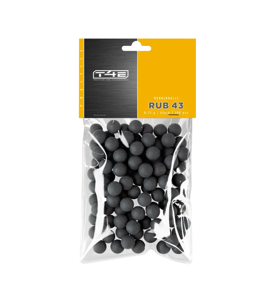 Billes pour arme de défense T4E Caoutchouc entrainement - Cal. 43 x100 