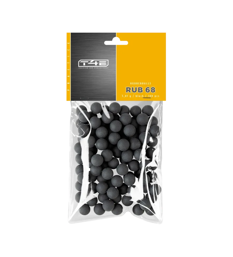 Billes pour arme de défense T4E Caoutchouc entrainement - Cal. 68 x100 
