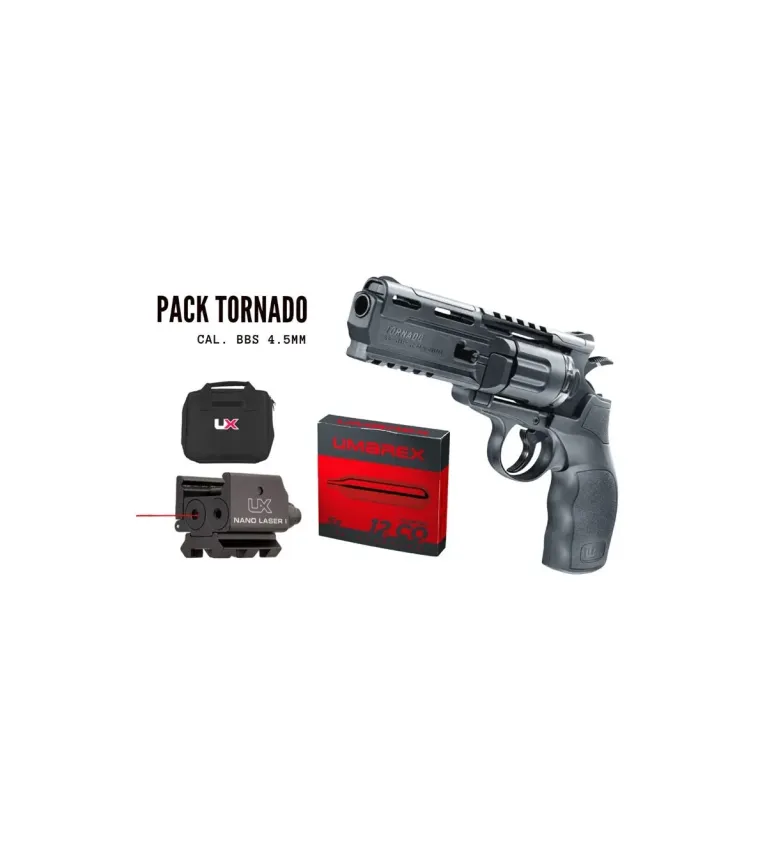 Pack revolver BB UX Tornado CO2 - Cal. 4,5 mm + 10 capsules CO2 + Laser + Fourreau 