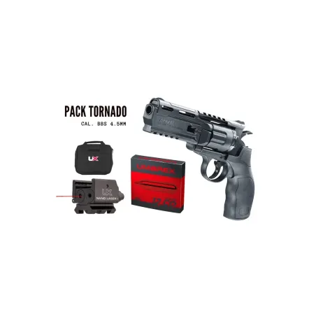 Pack revolver BB UX Tornado CO2 - Cal. 4,5 mm + 10 capsules CO2 + Laser + Fourreau 