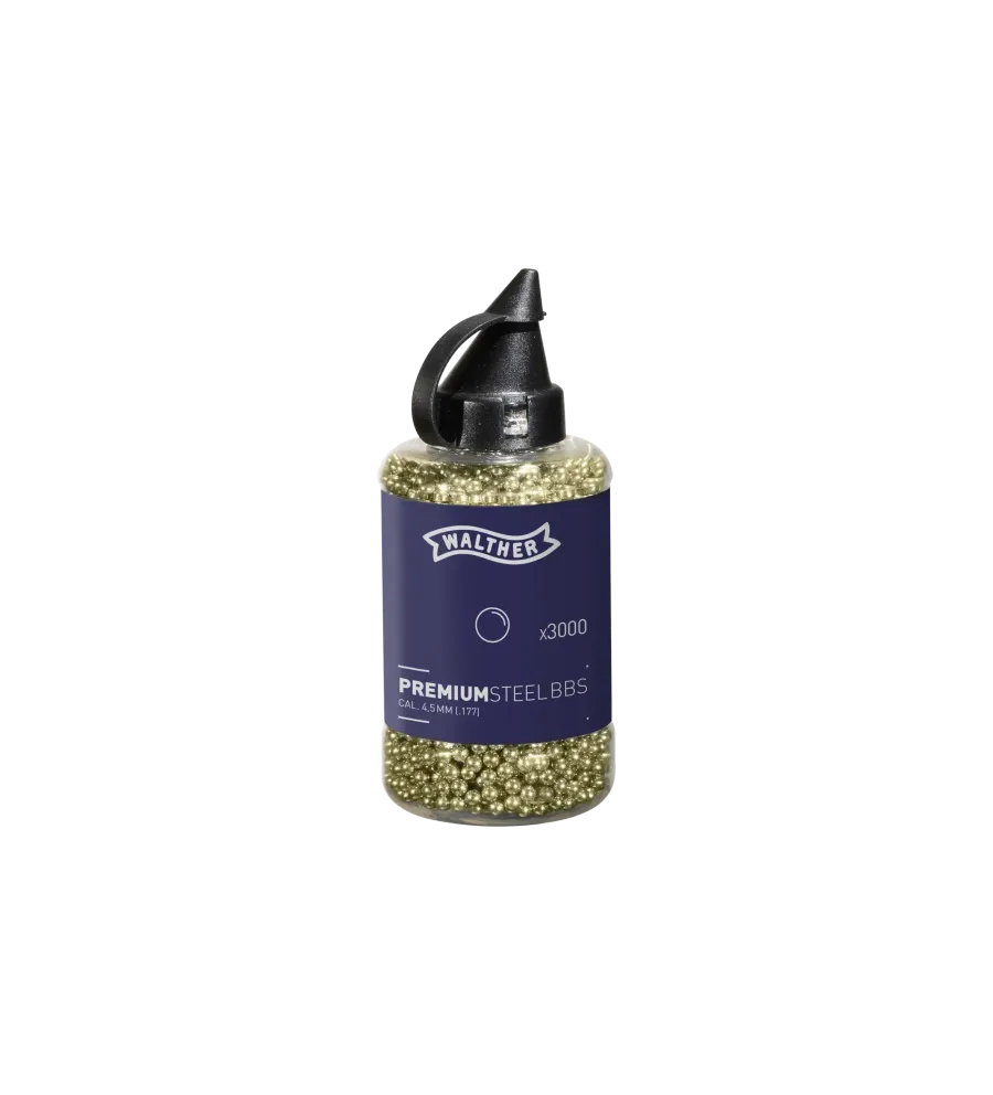 Billes BB pour arme 4,5 mm Walther Prenium Gold Steel 0,36g x3000 