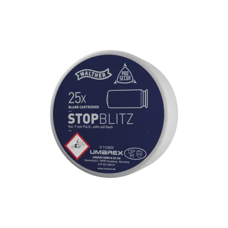 Balle à blanc Walther Stop Blitz - Cal. 9 mm PAK x25 
