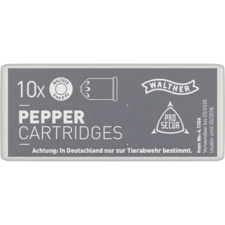 Balle à gaz poivre Walther - Cal. 9 mm PAK x10 