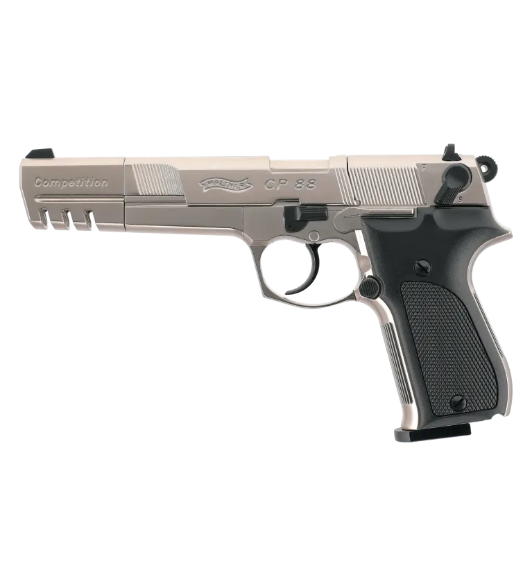 Pistolet à plombs Walther CP88 Competition CO2 - Cal. 4,5 mm - Nickelé 
