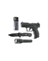 Pack défense Walther - Pistolet à blanc P22Q Cal. 9 mm PAK + Couteau + Bombe gaz + Lampe 