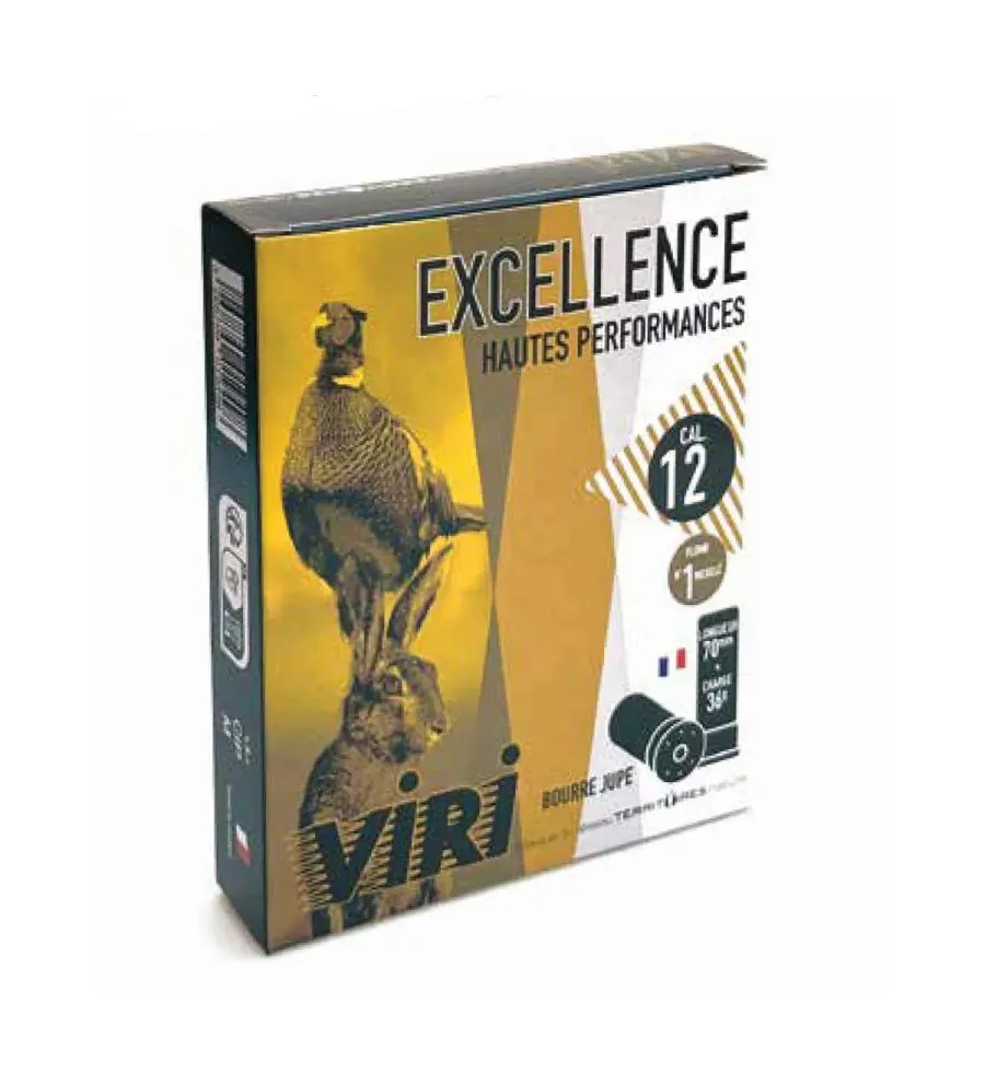 Cartouche Viri Excellence 36 gr Nickelé - Cal. 12/70 Cartouche Viri Excellence 36 gr Nickelé - Cal. 12/70