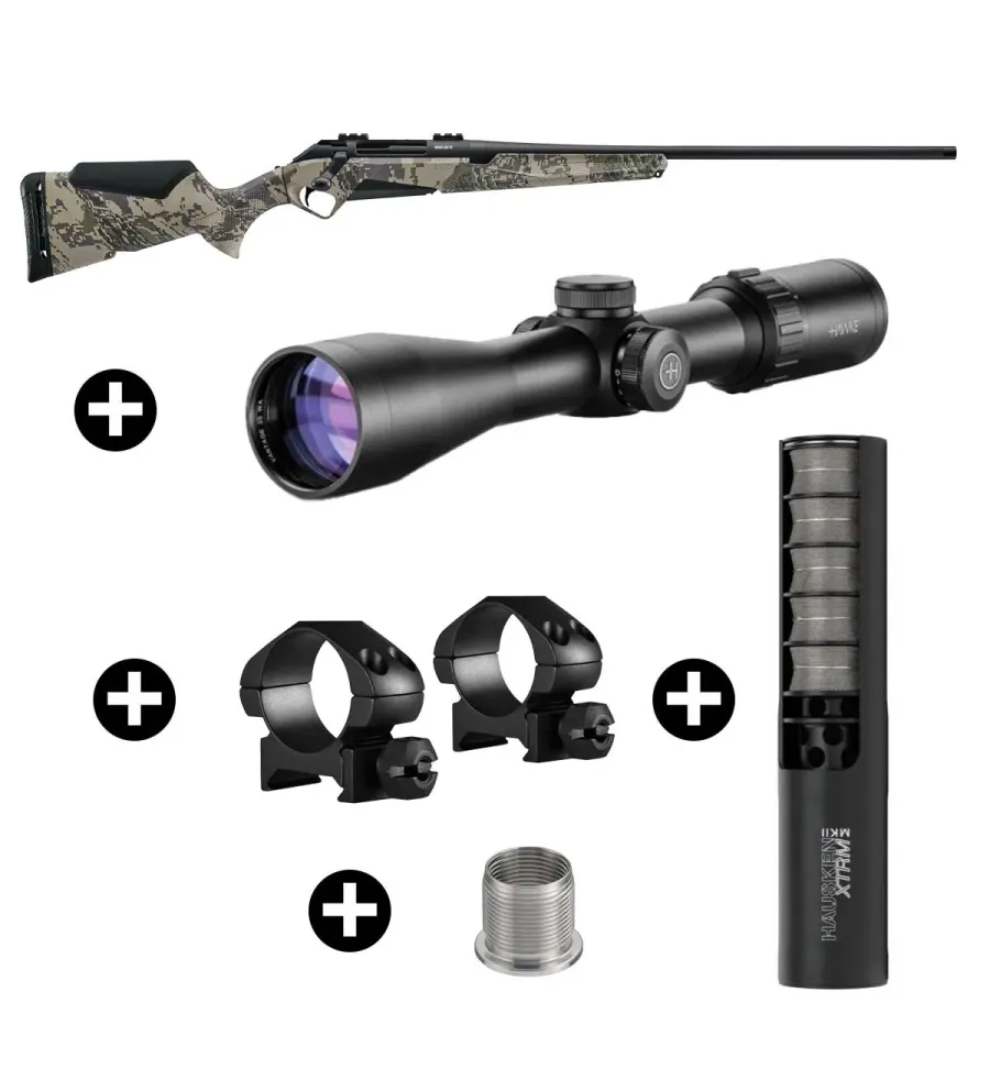 Pack affût Benelli Lupo Open Country + Lunette Hawke Vantage 3-9x42 + Modérateur Hausken JD224 Lite MK2