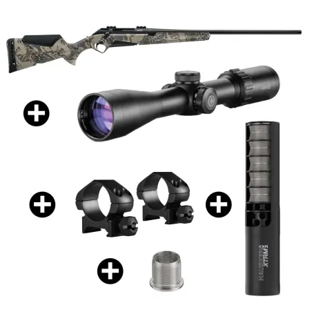 Pack affût Benelli Lupo Open Country + Lunette Hawke Vantage 3-9x42 + Modérateur Hausken JD224 Lite MK2