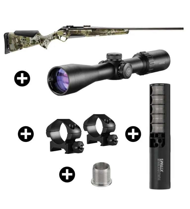 Pack affût Benelli Lupo Grey Elevated II + Lunette Hawke Vantage 3-9x42 + Modérateur Hausken JD224 Lite MK2