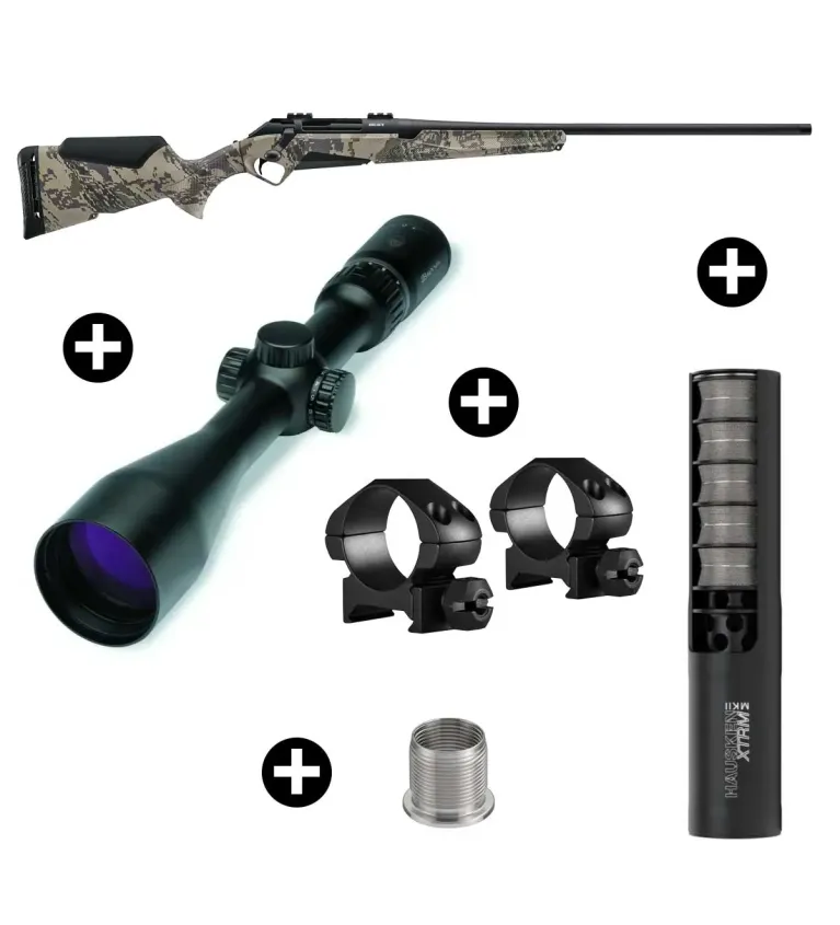 Pack affût Benelli Lupo Open Country + Lunette Burris Four XE 3-12x56 + Modérateur Hausken JD224 Lite MK2