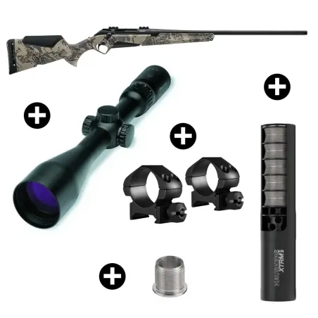 Pack affût Benelli Lupo Open Country + Lunette Burris Four XE 3-12x56 + Modérateur Hausken JD224 Lite MK2